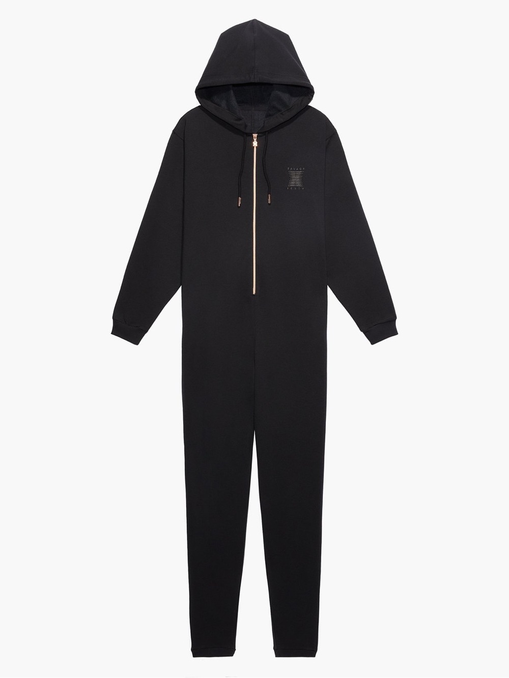 Salvage Black Hooded Jumpsuit with Gold Zipper